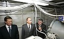 In the Kurchatov centre for synchrotron radiation and nanotechnology. With first deputy Prime Minister Sergei Ivanov and Kurchatov Institute Director Mikhail Kovalchuk.