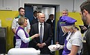 Vladimir Putin tours the workshops of the Technograd recreational and educational complex at VDNKh.