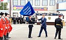 The transferable Presidential banner was awarded to the Yeysk Cossack Cadet Corps for winning the annual review contest for the title of The Best Cossack Cadet Corps. Photo: Press service of Krasnodar Territory Administration