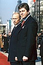 President Putin being welcomed by Bulgarian President Georgi Parvanov.