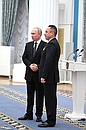 Ceremony for presenting state decorations. Deputy Head of the Department of Gagarin Research and Test Cosmonaut Training Centre Anton Shkaplerov awarded the Order of Gagarin.