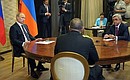 Встреча с Президентом Азербайджана Ильхамом Алиевым и Президентом Армении Сержем Саргсяном (справа).