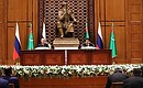 Vladimir Putin and President of Turkmenistan Gurbanguly Berdimuhamedov made press statements.
