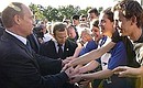President Putin near Kaliningrad State University after meeting with students.