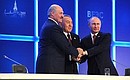 Vladimir Putin, President of Kazakhstan Nursultan Nazarbayev (centre) and President of Belarus Alexander Lukashenko.