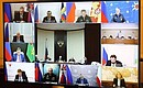 Participants in the meeting of the Russian Pobeda (Victory) Organising Committee (via videoconference).
