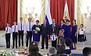 Presenting the order to the Lusta family from Kaliningrad Region.