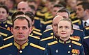 Before a meeting with graduates of higher military schools. Photo: Yegor Aleyev, TASS