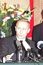 President Putin at a news conference on the outcome of Russian-Vietnamese talks.