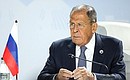 Foreign Minister of Russia Sergei Lavrov during the media statements by BRICS leaders. Photo: Sergei Bobylev, TASS