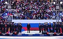 На митинге-концерте «Слава защитникам Отечества». Фото: Александр Вильф, РИА «Новости»