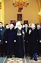 President Putin with Ukrainian President Leonid Kuchma and Metropolitan Agafangel of Odessa and Ismail, rector of the Holy Transfiguration Cathedral, in the Holy Transfiguration Cathedral.