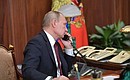 During a telephone conversation with Head of the Donetsk People’s Republic Alexander Zakharchenko and Head of the Lugansk People’s Republic Igor Plotnitsky.