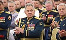 During a meeting with graduates of higher military schools. Defence Minister Sergei Shoigu. Photo: Yegor Aleyev, TASS
