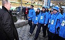 Во время посещения спортивных объектов горного кластера для зимней Олимпиады 2014 года в Сочи.