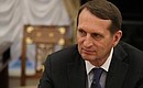 Director of the Foreign Intelligence Service Sergei Naryshkin before the meeting with permanent members of the Security Council.