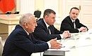 Participants in the meeting with candidates for post of Russian Federation President. From left: Nikolai Kharitonov (nominated by the CPRF Party), Leonid Slutsky (nominated by the LDPR party), Vladislav Davankov (nominated by the New People party). Photo: Grigoriy Sisoev, RIA Novosti
