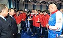 During the visit to the Federal Martial Arts Centre. Far left – Sports Minister Vitaly Mutko.