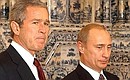 Russian President Putin and US President George W. Bush before the summit talks.