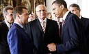 С Президентом Чехии Вацлавом Клаусом (в центре) и Президентом США Бараком Обамой.