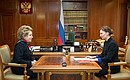 Anna Kuznetsova met with Federation Council Speaker Valentina Matviyenko.