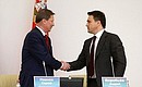 Chief of Staff of the Presidential Executive Office Sergei Ivanov and Acting Governor of the Moscow Region Andrei Vorobyov. Photo by Oleg Prasolov