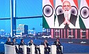 Prime Minister of India Narendra Modi adressed the Eastern Economic Forum plenary session via video linkup. Photo: Stanislav Krasilnikov, Host Photo Agency TASS