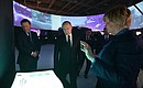 Visit to the Russia – My History Interactive Museum. With Executive Secretary of the national Search Movement of Russia Yelena Tsunayeva (right) and Special Presidential Representative for Environmental Protection, Ecology and Transport Sergei Ivanov.