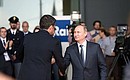 С Председателем Совета министров Италии Маттео Ренци перед началом церемонии открытия Национального дня Российской Федерации на Всемирной универсальной выставке «ЭКСПО-2015».