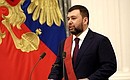 Ceremony for presenting state decorations. Acting Head of the Donetsk People's Republic Denis Pushilin was awarded the Order for Service to the Fatherland, I degree. Photo: Valery Sharifulin, TASS