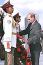 President Putin laying a wreath at a monument to Cuban national hero Jose Marti.