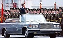 Defence Minister Sergei Ivanov at a military parade celebrating the 59th anniversary of victory in the Great Patriotic War.