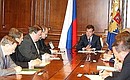 На совещании по вопросам совершенствования законодательства России о судебной системе.