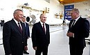 Inspecting the Vostochny Cosmodrome. With Roscosmos Director General Yury Borisov (left), Deputy Prime Minister – Presidential Plenipotentiary Envoy to the Far Eastern Federal District Yury Trutnev (second left) and Director General of the Centre for the Operation of Ground-Based Space Infrastructure Nikolai Nestechuk (right). Photo: Artem Geodakyan, TASS