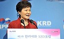 President of the Republic of Korea Park Geun-hye at the closing of the Russia-Republic of Korea Dialogue forum.