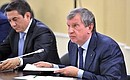 Rosneft CEO Igor Sechin at a meeting on developing the petrochemical industry.