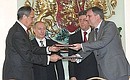 At the ceremony for the signing of Russian-Bulgarian documents.