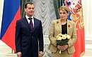 State decorations presentation ceremony. Svetlana Mironyuk, editor-in-chief of the Russian News & Information Agency RIA Novosti, receives the Order for Services to the Fatherland IV degree.