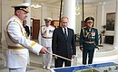 Visit to the Nakhimov Naval Academy. With Head of the Nakhimov Naval Academy Anatoly Minakov (left) and Defence Minister Sergei Shoigu.