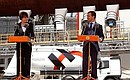 На церемонии открытия нового завода «Щуровский цемент». С Президентом Швейцарии Мишлин Кальми-Ре.