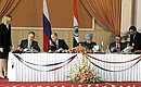 During the ceremony for signing Russian-Indian documents.
