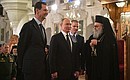 At the Orthodox Mariamite Cathedral of Damascus, with Patriarch John X of Antioch and All the East. Left, Syrian President Bashar al-Assad.