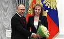 Presentation of state decorations in the Kremlin. Maryana Lysenko, Head Physician at City Clinical Hospital No 52, Moscow City Department of Healthcare, receives the title of Hero of Labour of the Russian Federation.