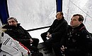 At the Krasnaya Polyana ski resort. With President of Azerbaijan Ilham Aliyev and President of Armenia Serzh Sargsyan (left).. 