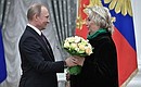 At a ceremony presenting state decorations. Tatyana Tarasova, senior coach of Russia’s national figure skating team, was awarded the Order for Services to the Fatherland IV degree.
