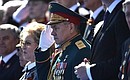 Acting Defense Minister Sergei Shoigu at the military parade marking the 73rd anniversary of Victory in the 1941–45 Great Patriotic War.