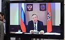 Videoconference on flood relief efforts in Altai Territory and the republics of Altai, Khakassia and Tyva. Altai Territory Governor Alexander Karlin.
