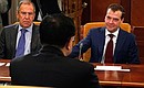 During the meeting with Vice Premier of the State Council of the People’s Republic of China Li Keqiang. Left: Russia’s Foreign Minister Sergei Lavrov.