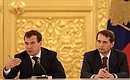 At a meeting of the Council of Legislators. With Chief of Staff of the Presidential Executive Office Sergei Naryshkin.