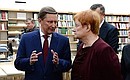 Chief of Staff of the Presidential Executive Office Sergei Ivanov and former President of Finland Tarja Halonen at Vyborg Public Central Library. Photo:Press Office of the Leningrad Region Governor